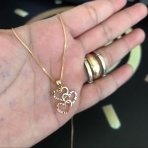 18karat 18” Long Triple heart is Tri color design